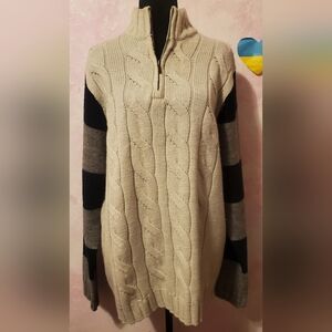 Retreat Cable Knit Cream and Black Sweater